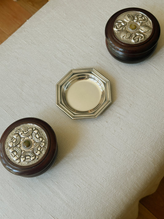 Mahagony, Sterling, and Green Agate Stone Vanity Box