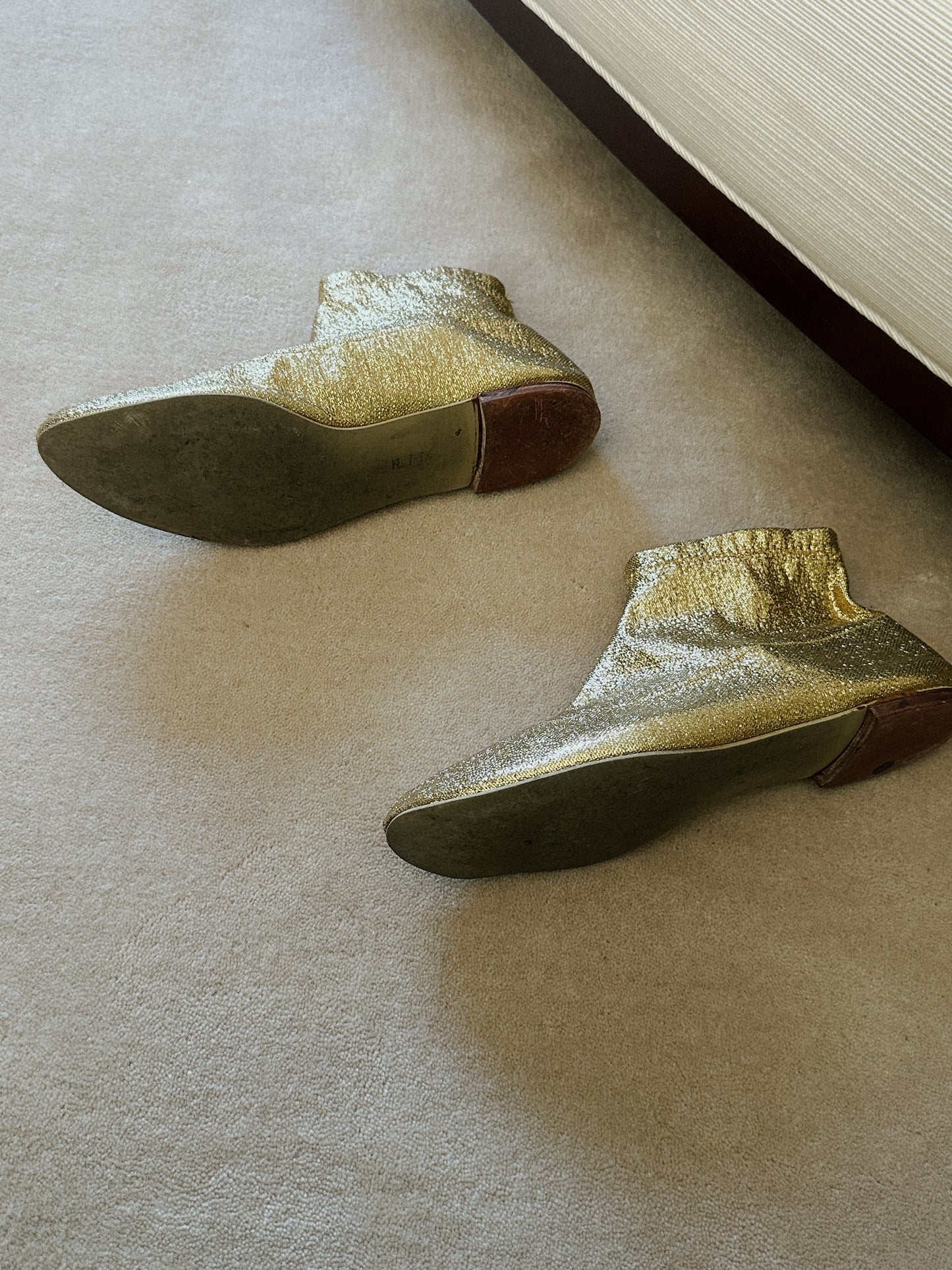 1970s Gold Lamé Stretch Booties