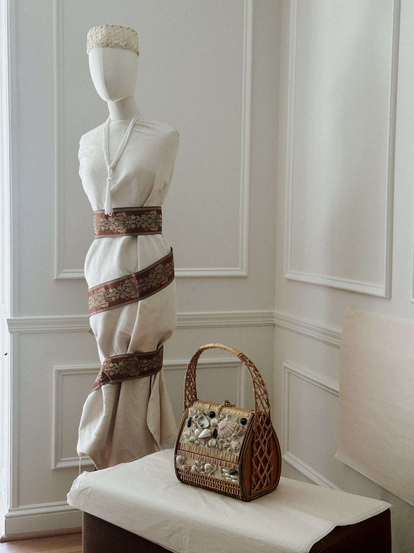 Wicker and Seashell Purse