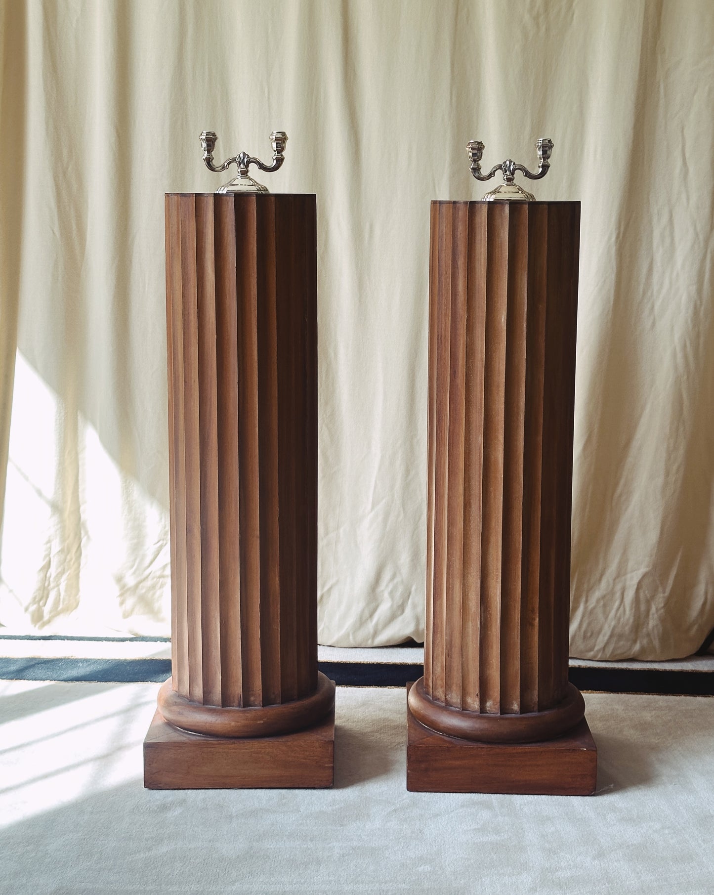 Fluted Wood Column Pedestal