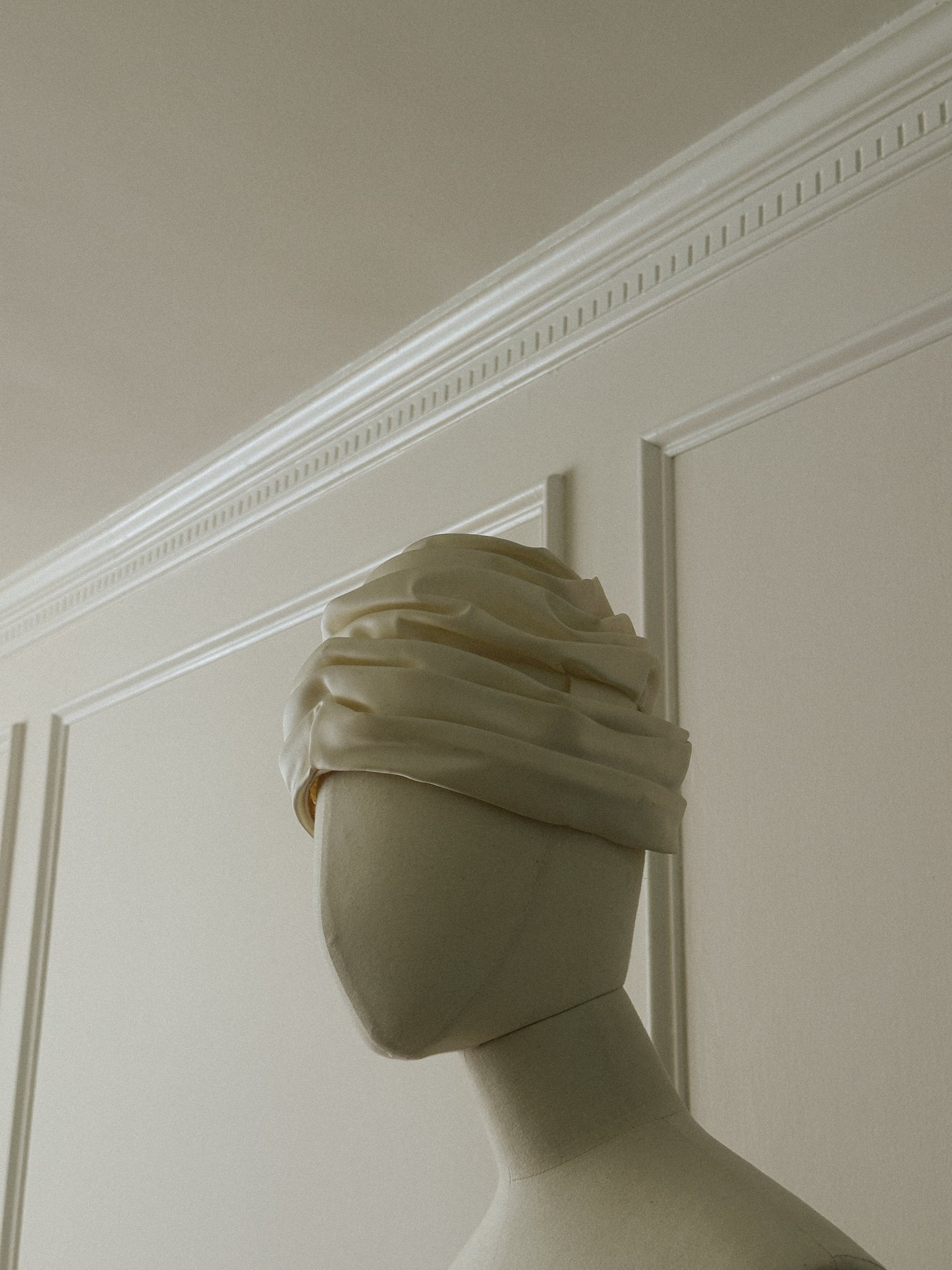 Pleated Ivory Turban Hat
