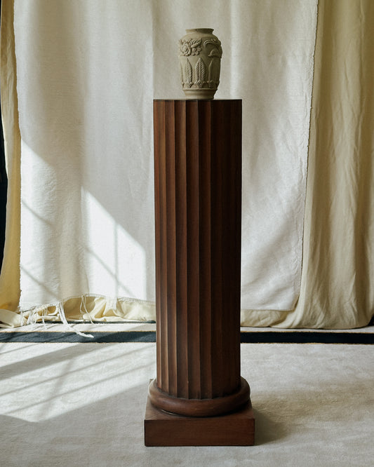 Fluted Wood Column Pedestal