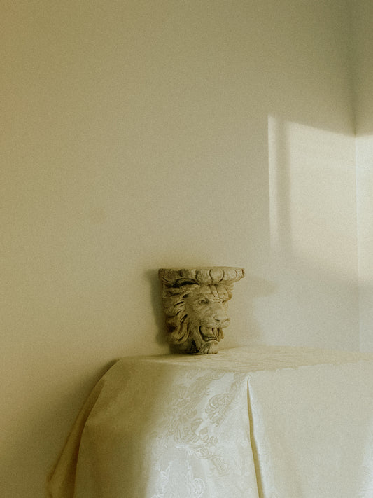 Lion’s Head Plaster Wall Shelves, Pair