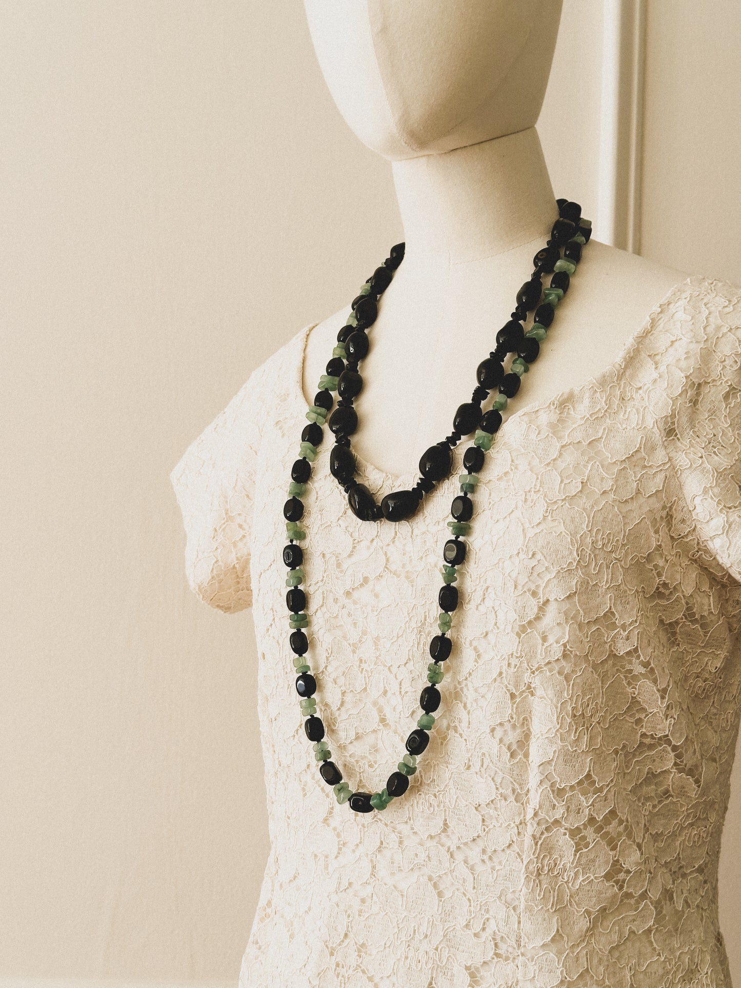 Jade and Onyx Stone Necklace