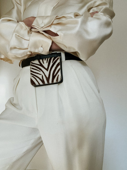 Vintage Zebra Haircalf Belt Pouch