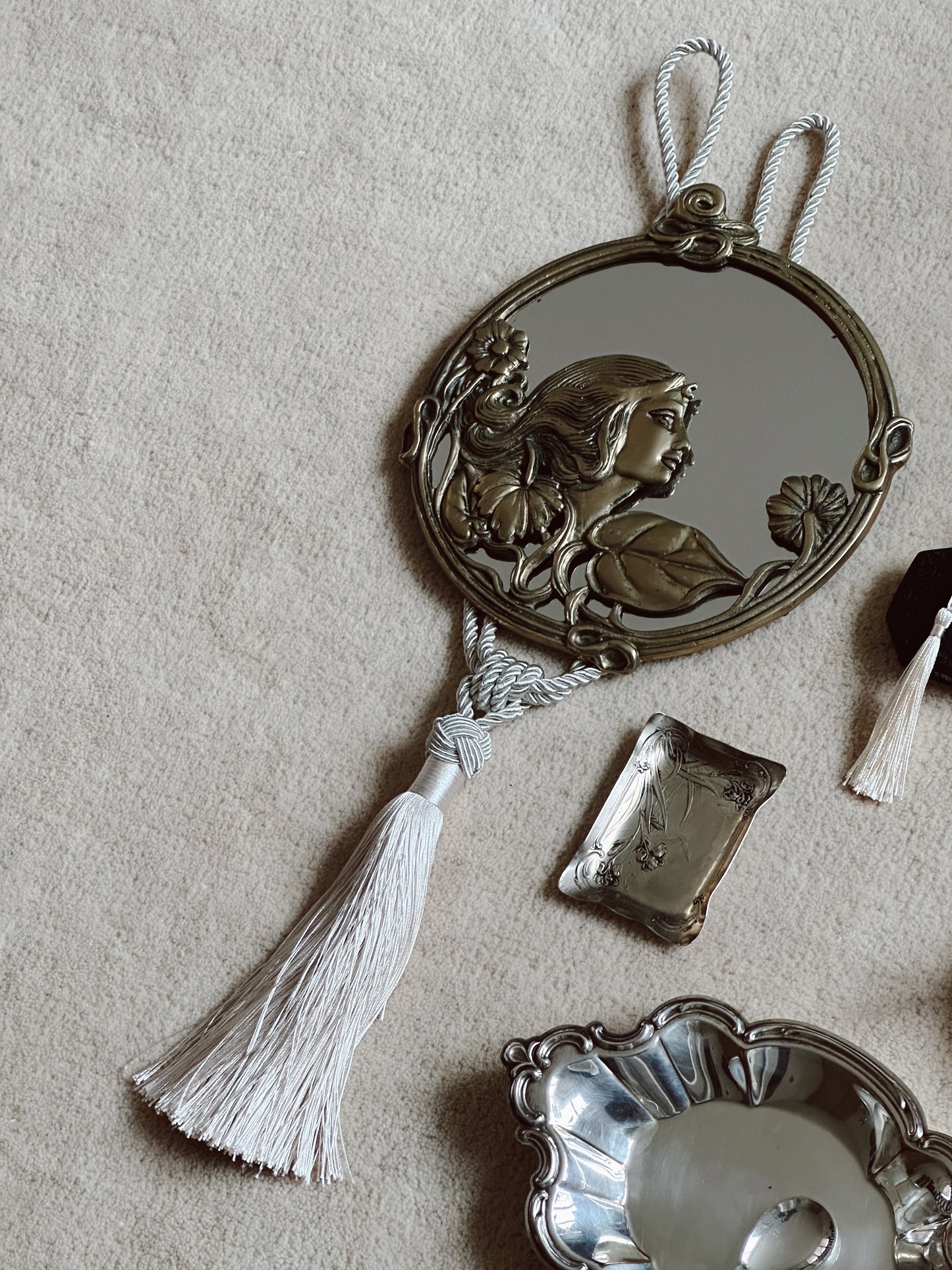 Brass Mirror with Tassel