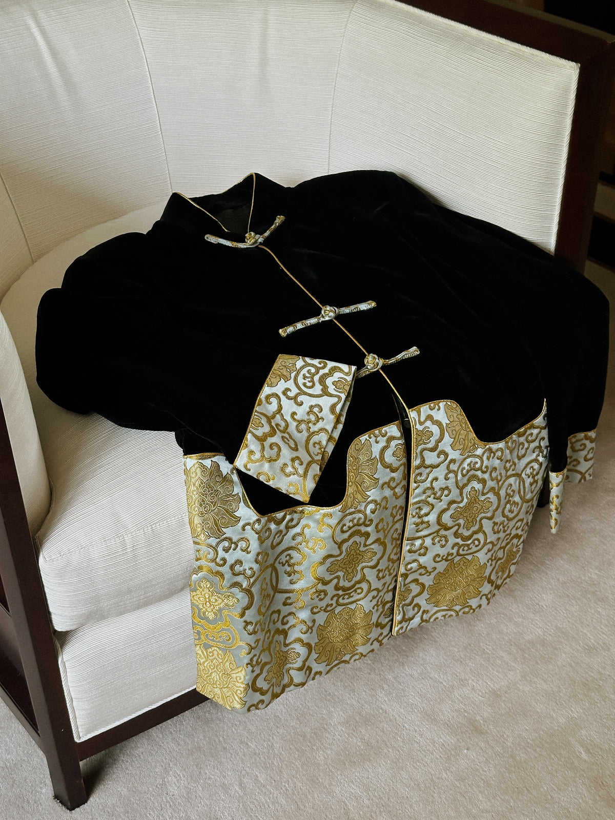 Black Velvet & Silk Brocade Jacket