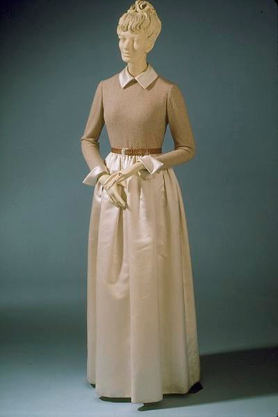1972 Bill Blass Wool & Satin Evening Dress