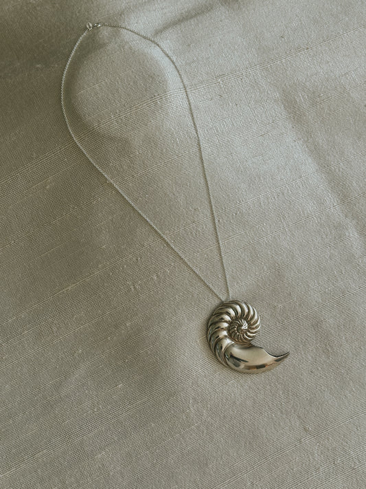 Sterling Silver Nautilus Shell Pendant Necklace