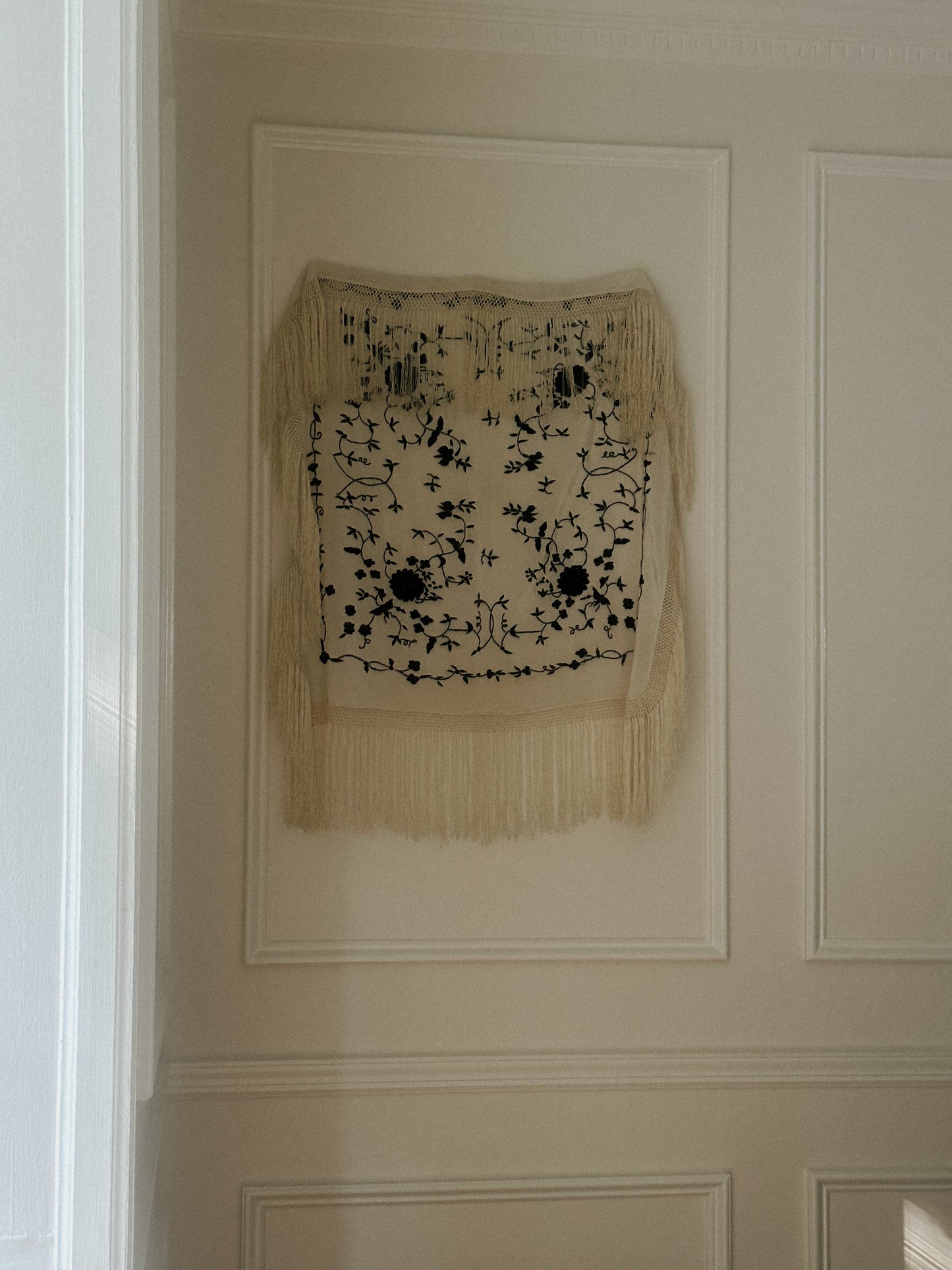 Embroidered Silk Satin Piano Shawl