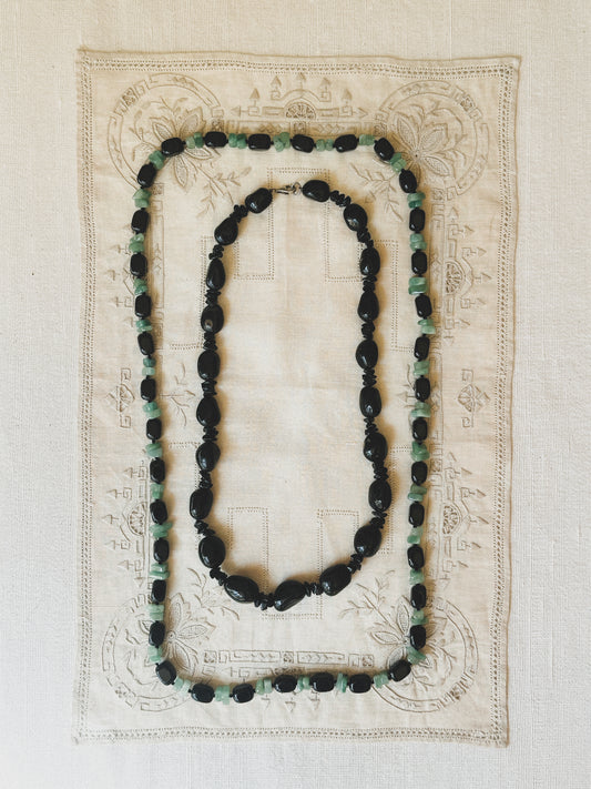 Jade and Onyx Stone Necklace 