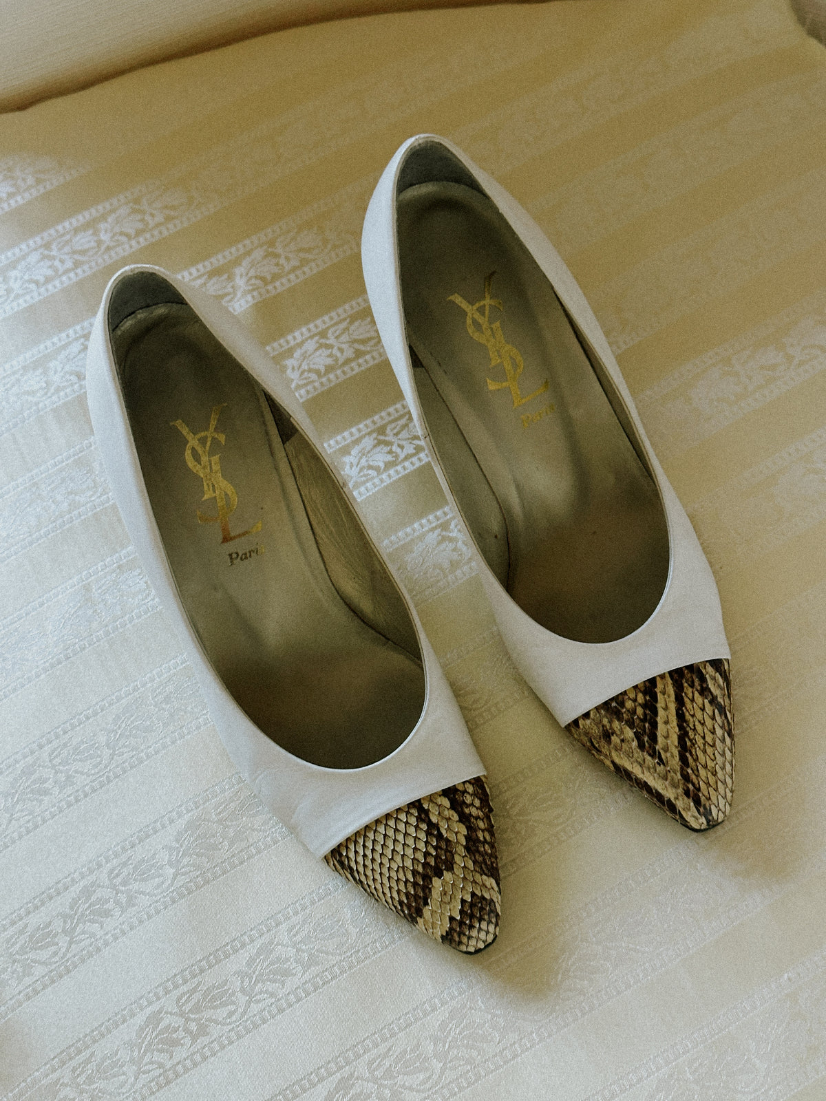 1980s Yves Saint Laurent Leather & Snakeskin Pumps
