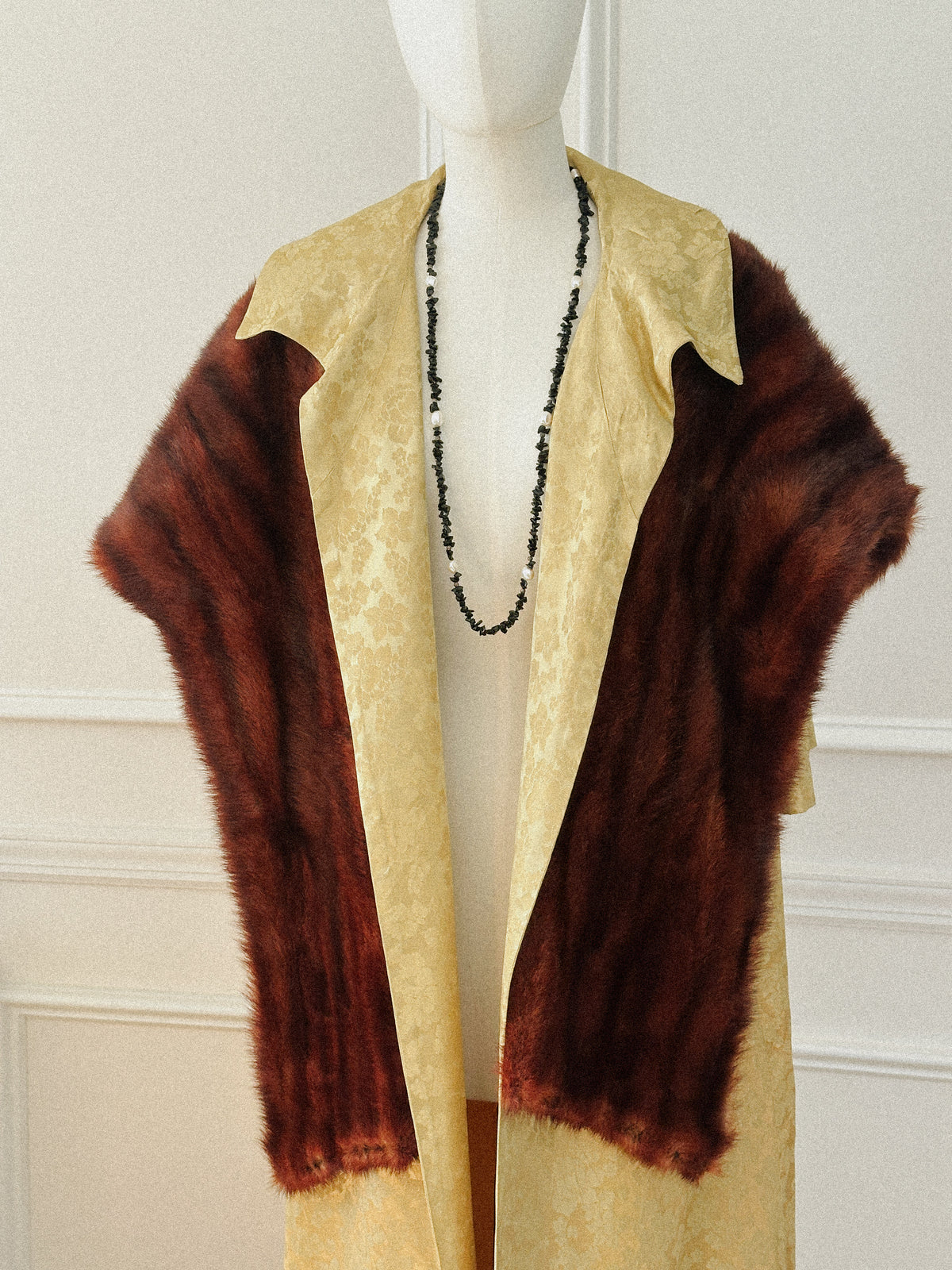 Gold Floral Satin Brocade Coat