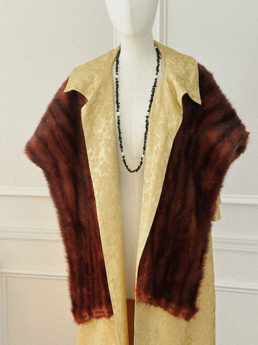 Gold Floral Satin Brocade Coat