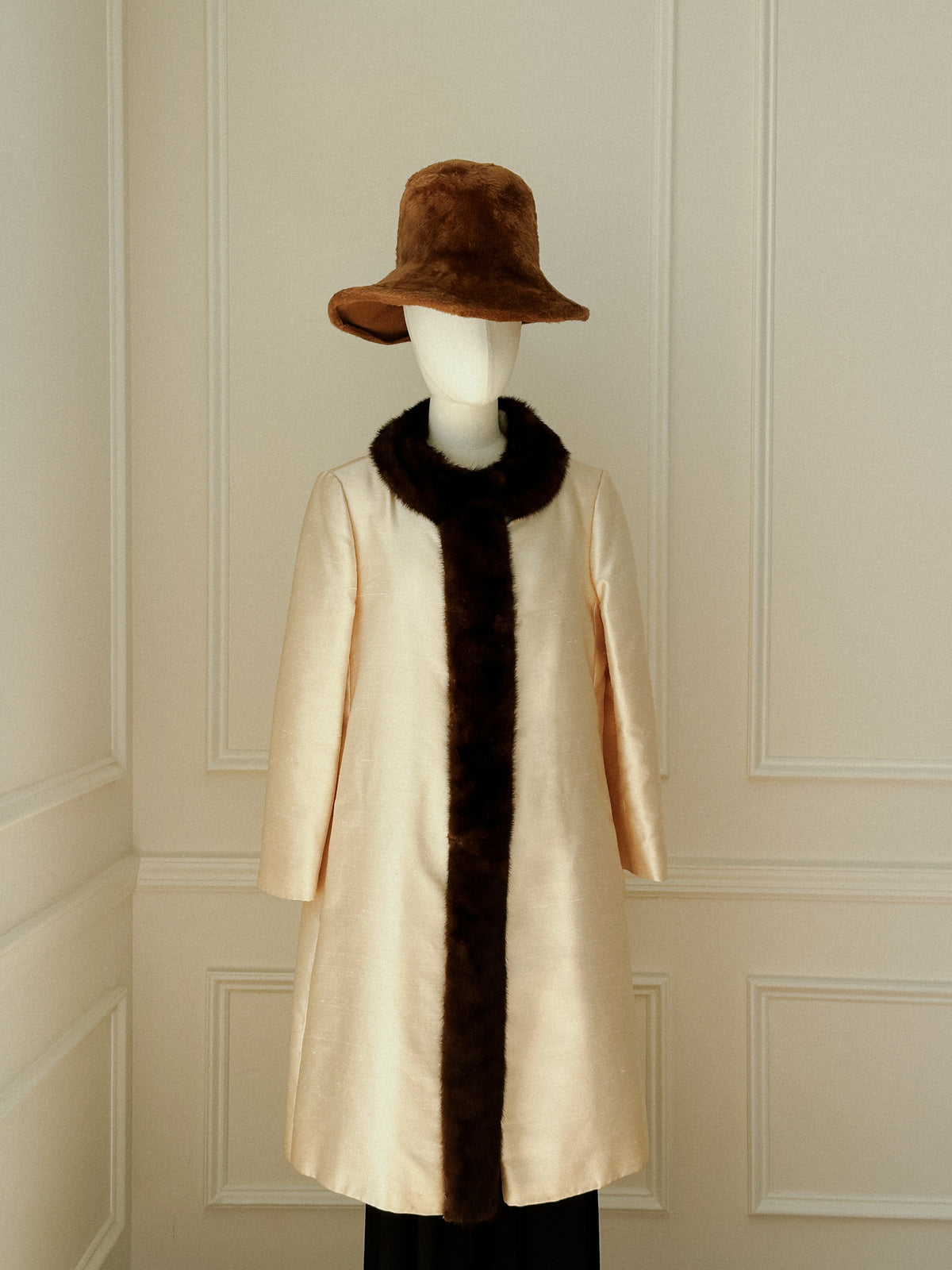 Ivory Fur Trimmed Coat