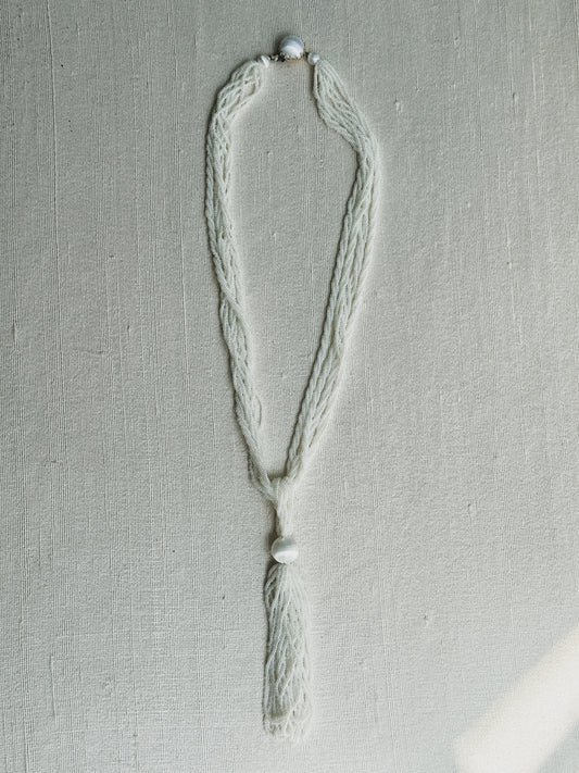 White Beaded Tassel Necklace