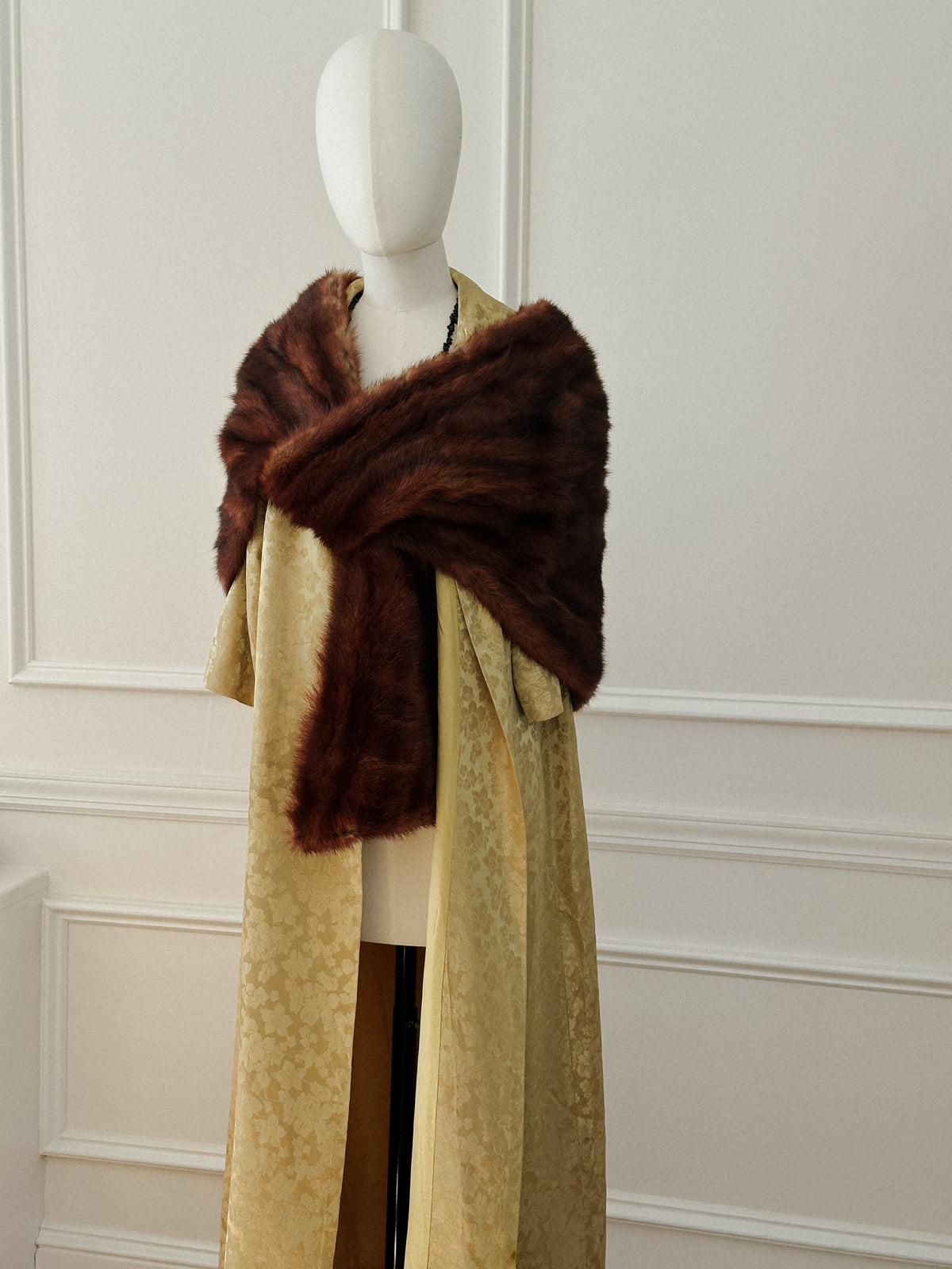 Gold Floral Satin Brocade Coat