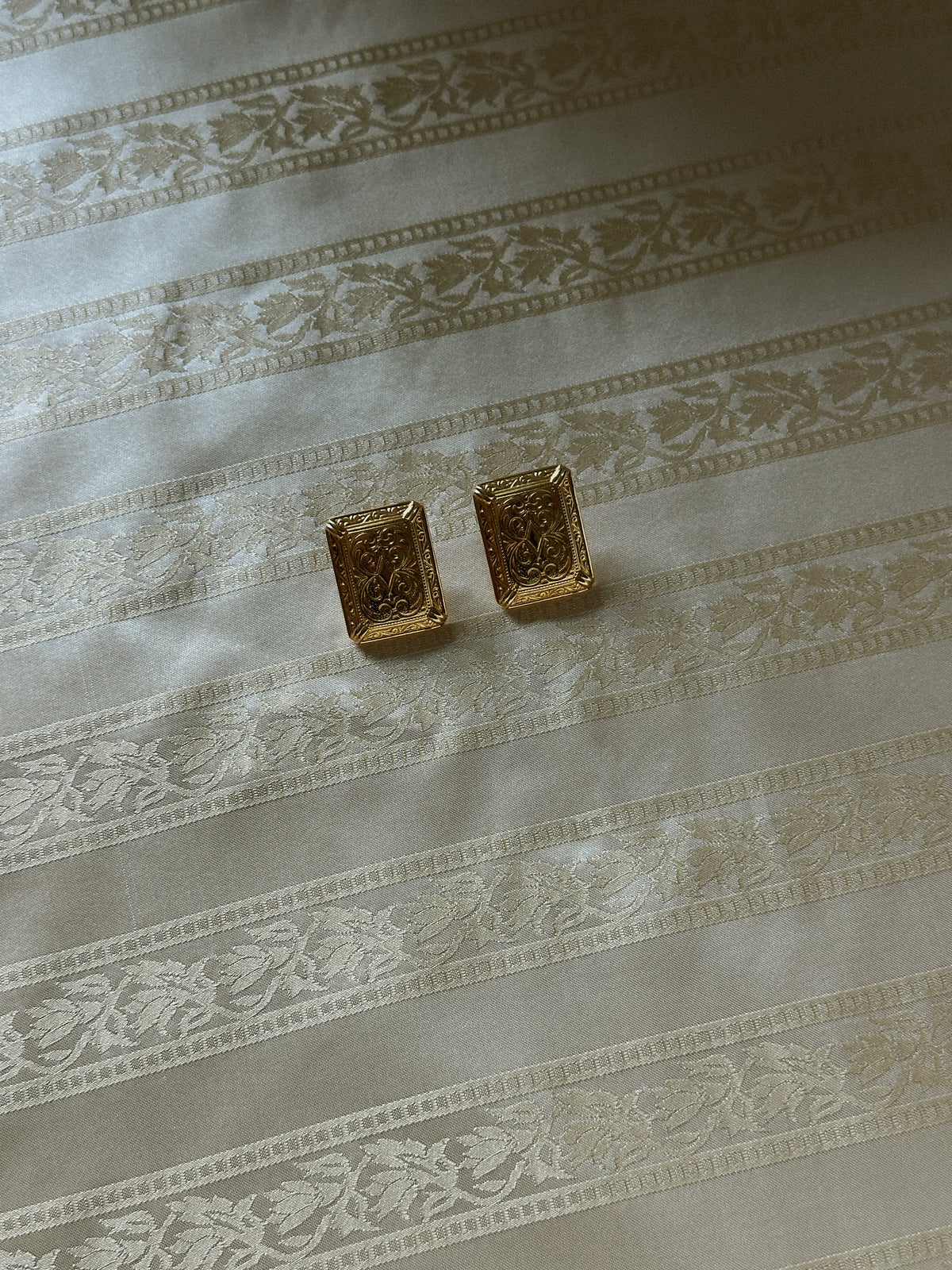 Gold Tone Rectangular Earrings