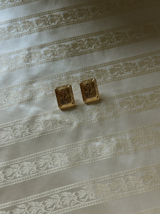 Gold Tone Rectangular Earrings