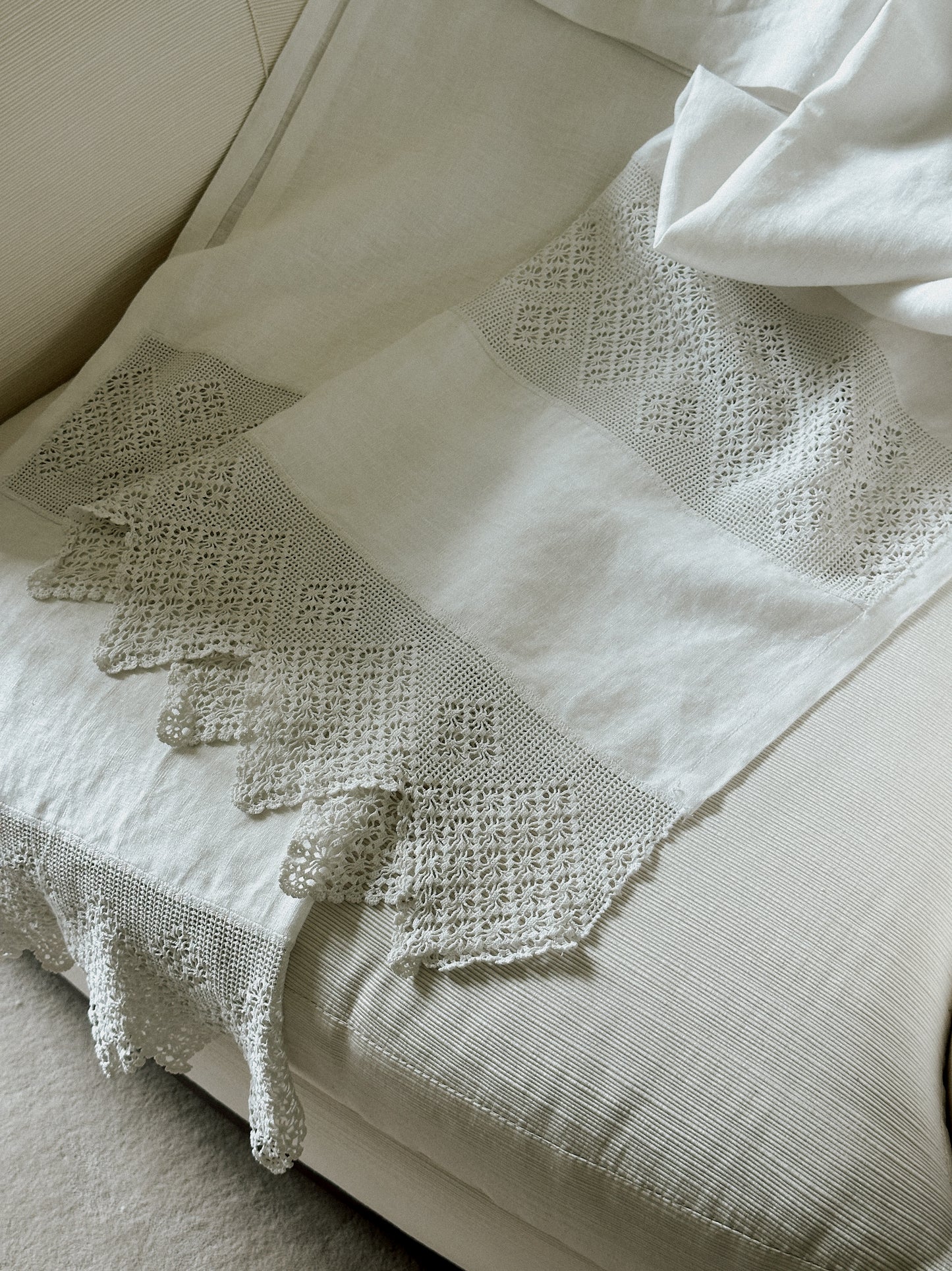 Portuguese Linen & Lace Curtain Panels