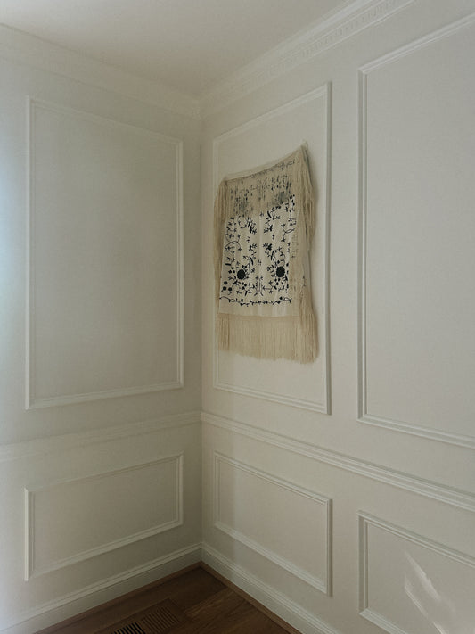 Embroidered Silk Satin Piano Shawl