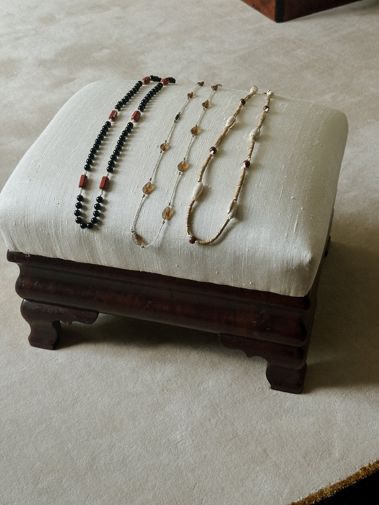 Black Onyx, Freshwater Pearl & Red Jasper Necklace