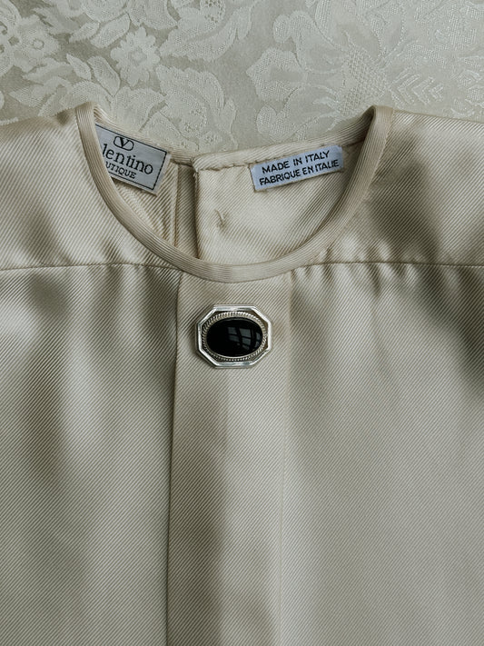 Octagonal Sterling + Onyx Brooch