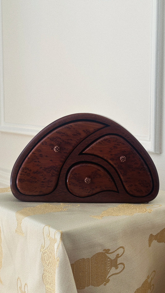 Rosewood Burl and Mahogany Jewelry Box