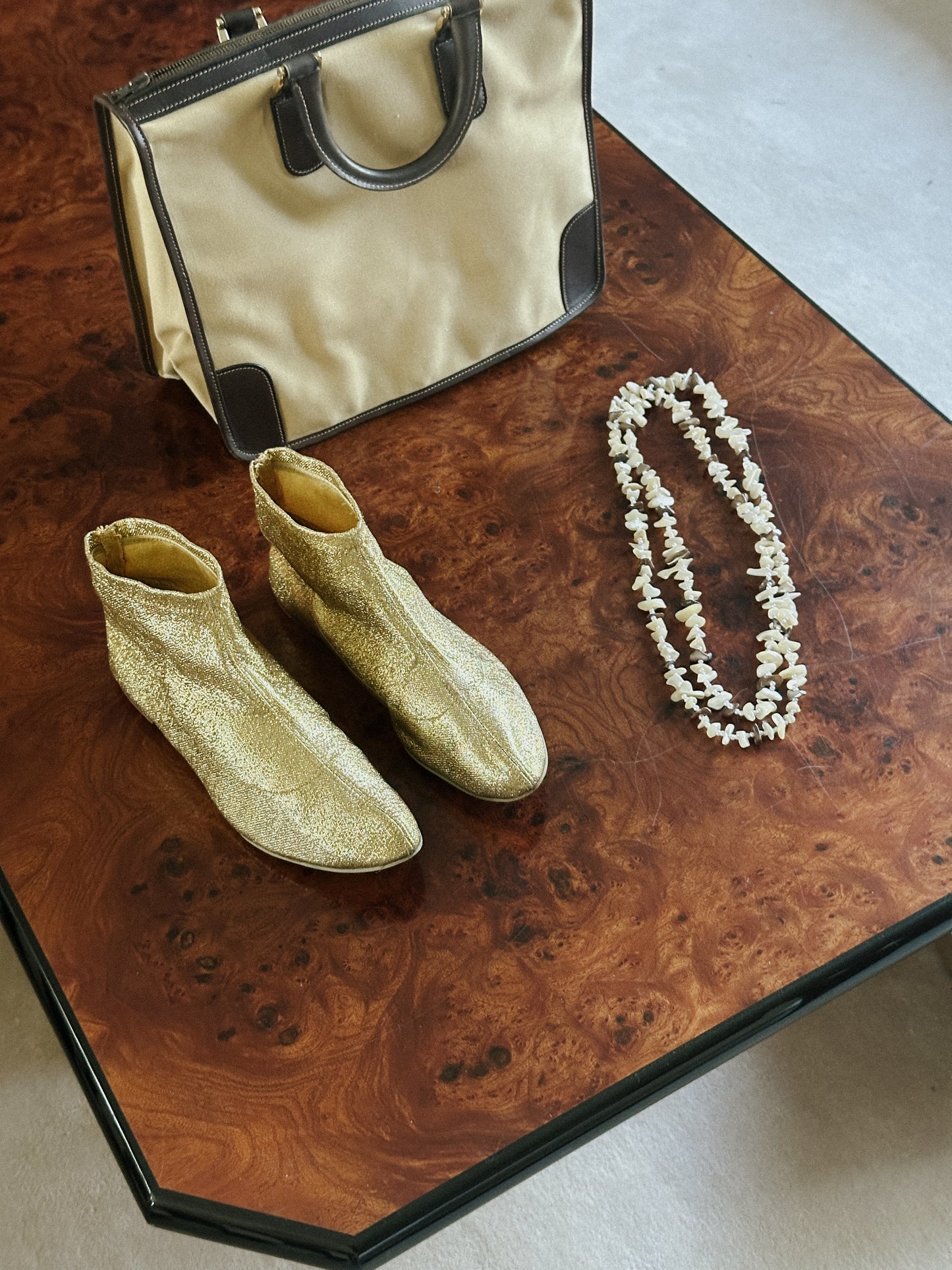 1970s Gold Lamé Stretch Booties