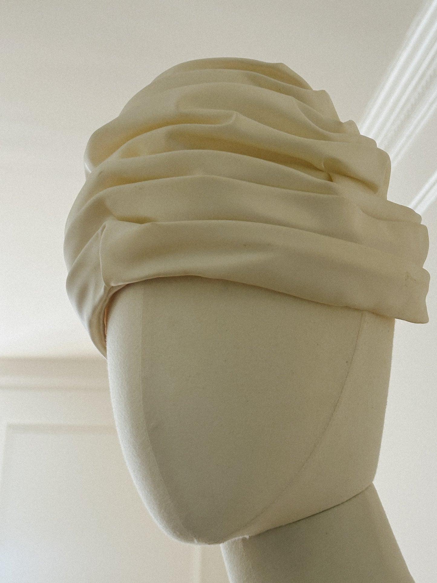Pleated Ivory Turban Hat