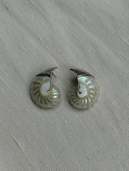 Sterling and Nautilus Shell Earrings