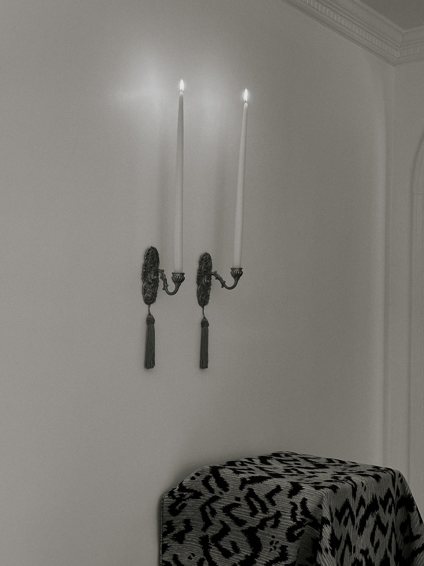 Pair of Pewter Wall Candle Sconces