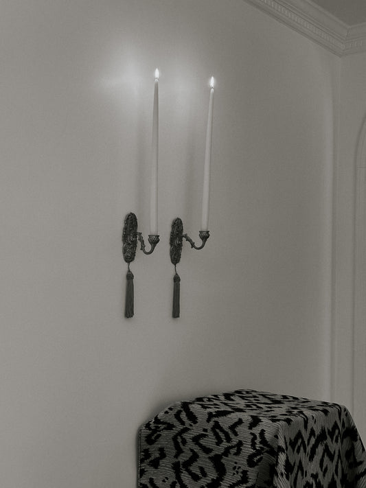 Pair of Pewter Wall Candle Sconces