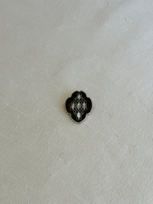 Sterling Silver Mother of Pearl Inlay Brooch