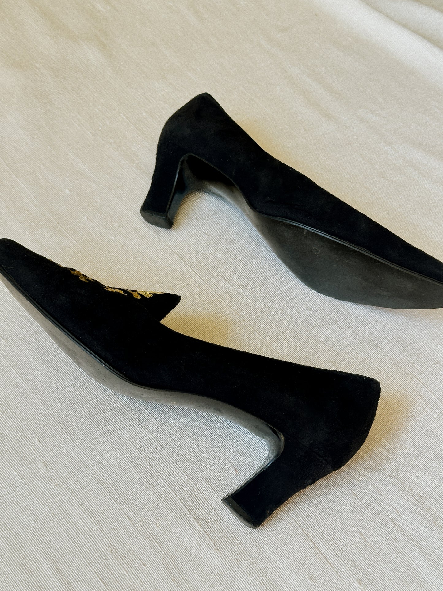 Yves Saint Laurent Black Suede Pumps