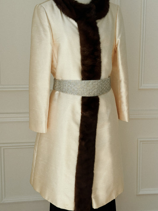Ivory Fur Trimmed Coat