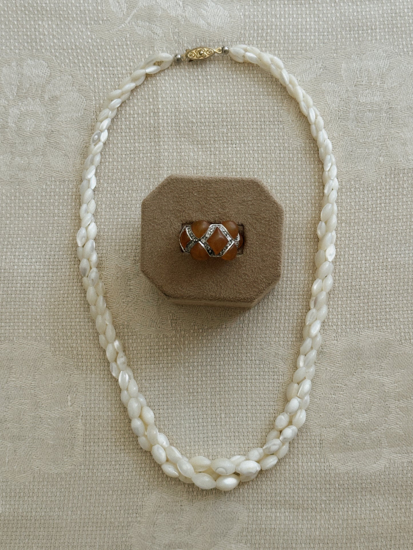 Triple Strand Mother of Pearl Necklace