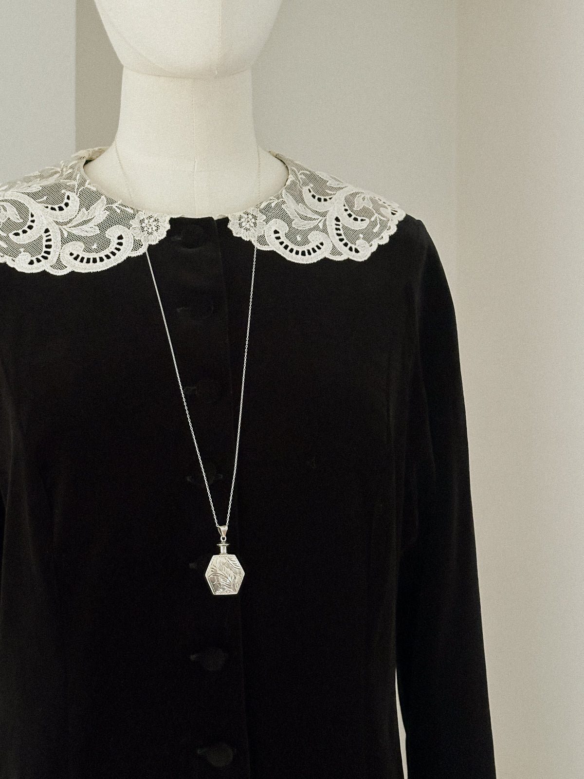 Sterling Perfume Bottle Pendant Necklace