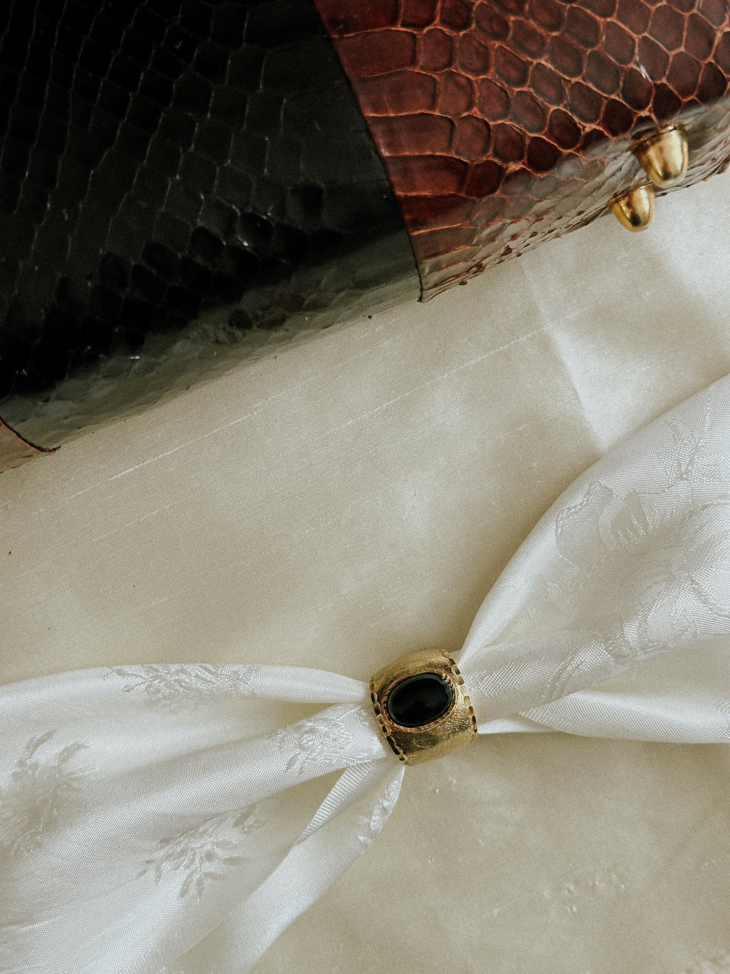 Gold and Onyx Cabochon Ring