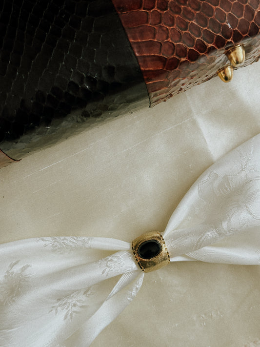 Gold and Onyx Cabochon Ring