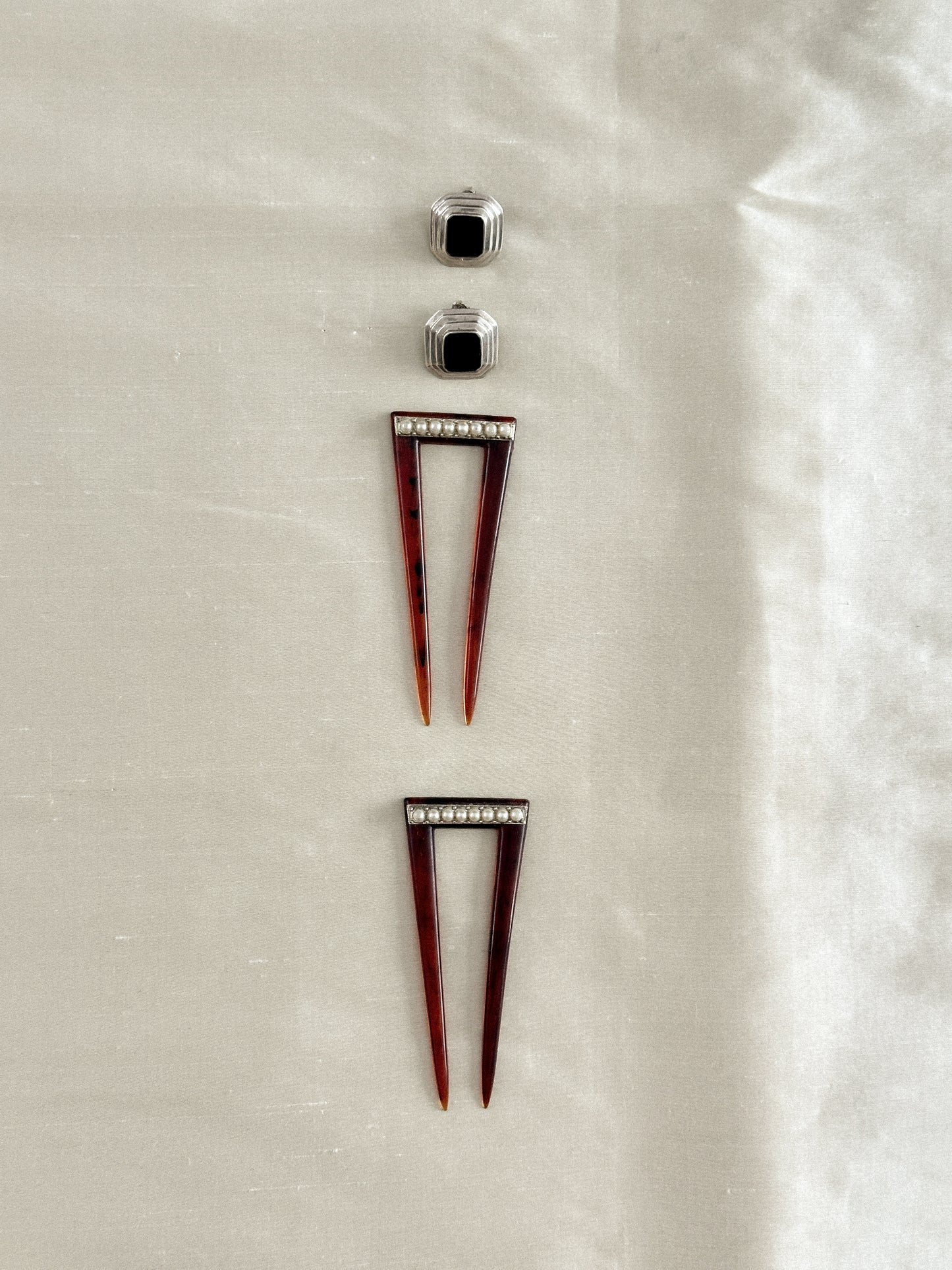 Pair of Tortoise Shell French Hair Pins 
