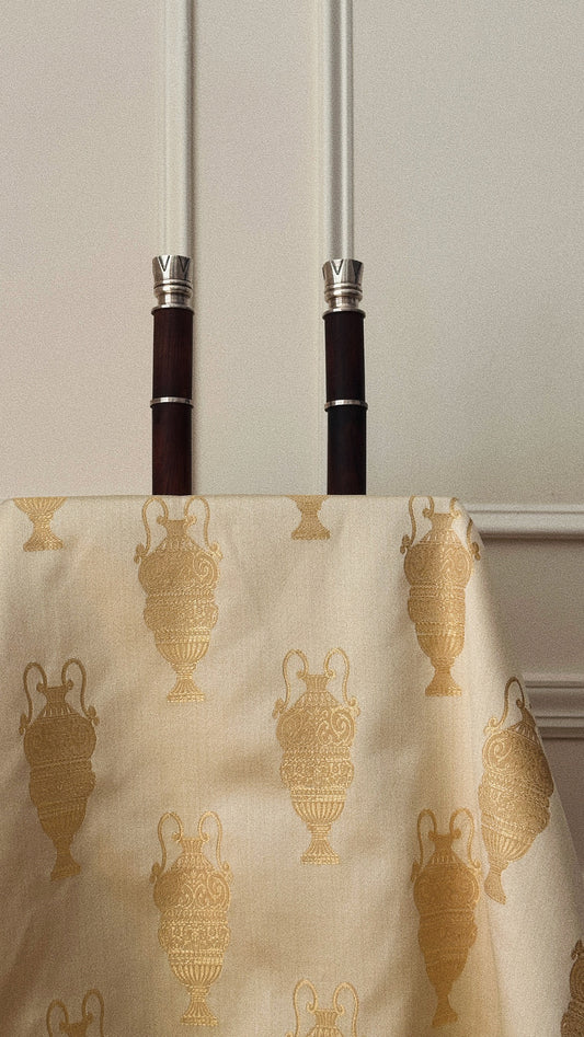 Ercuis Silver-Plated & Wood Deco Candlesticks/ Pair