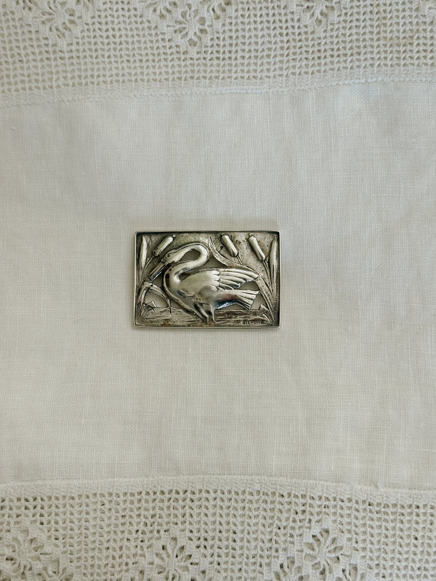 Sterling Silver Swan Brooch