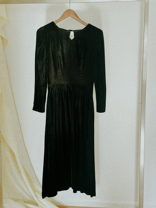 Black Velvet Dress with Accented Back