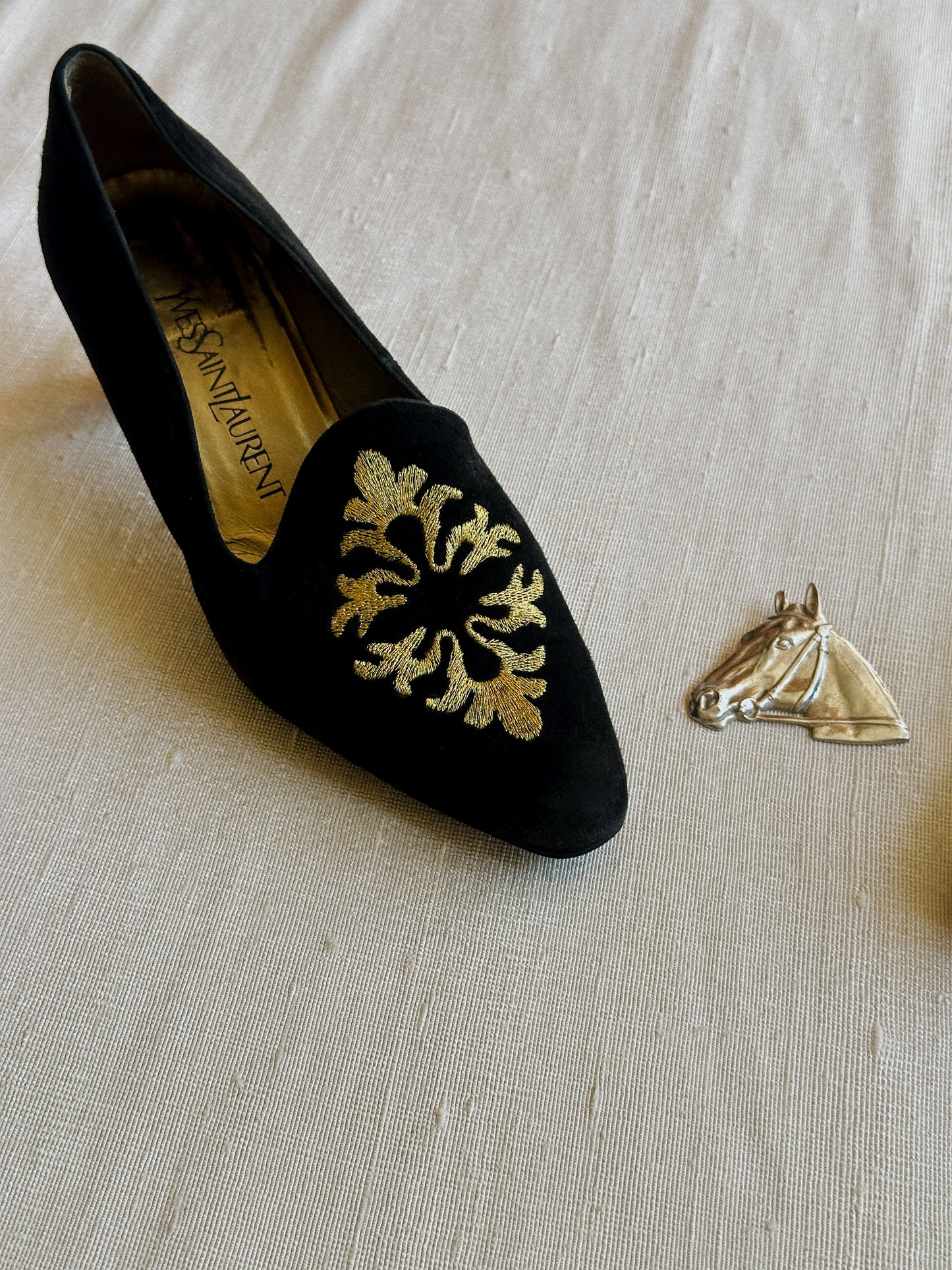 Yves Saint Laurent Black Suede Pumps