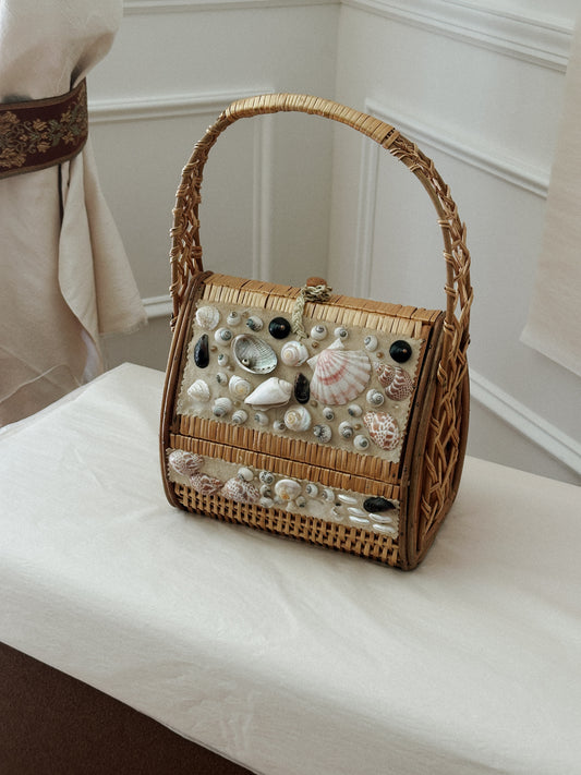 Wicker and Seashell Purse 
