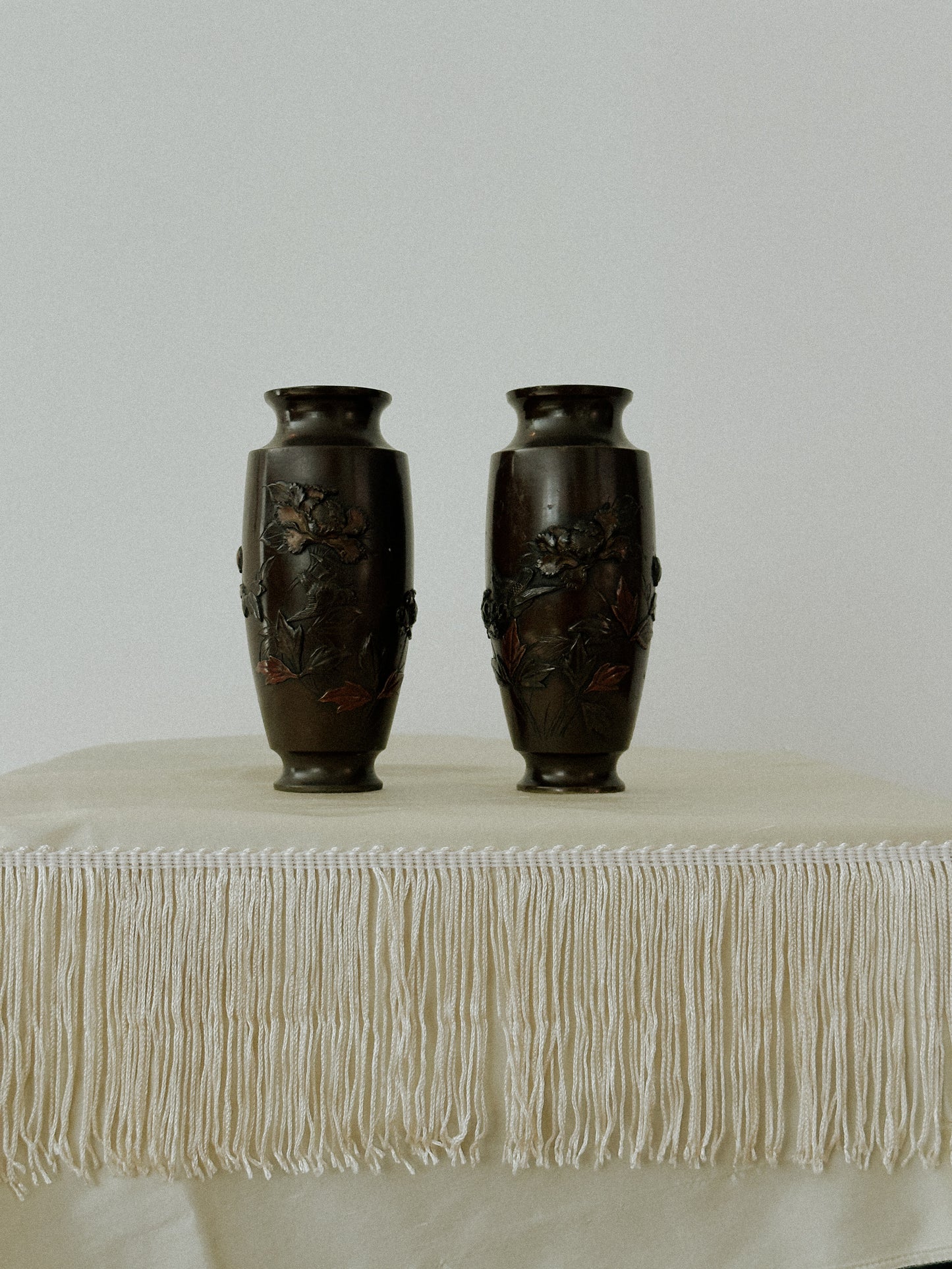 Cast Bronze Japanese Vessels, Pair