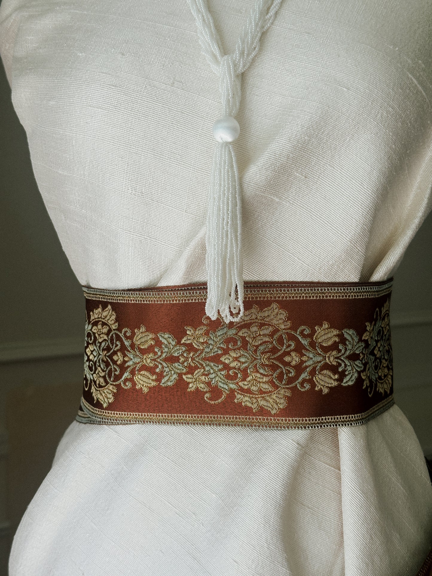 White Beaded Tassel Necklace