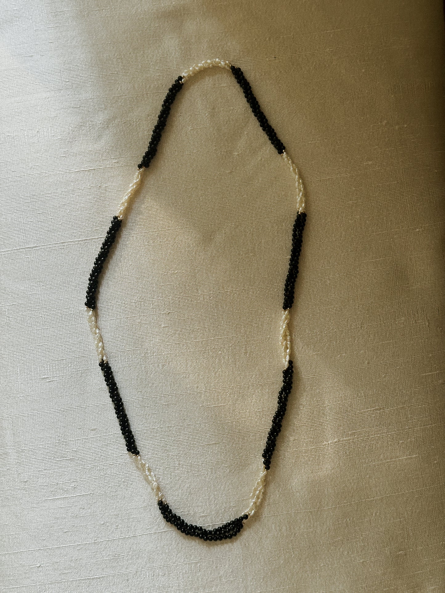 Black Bead and Pearl Multi Strand Necklace