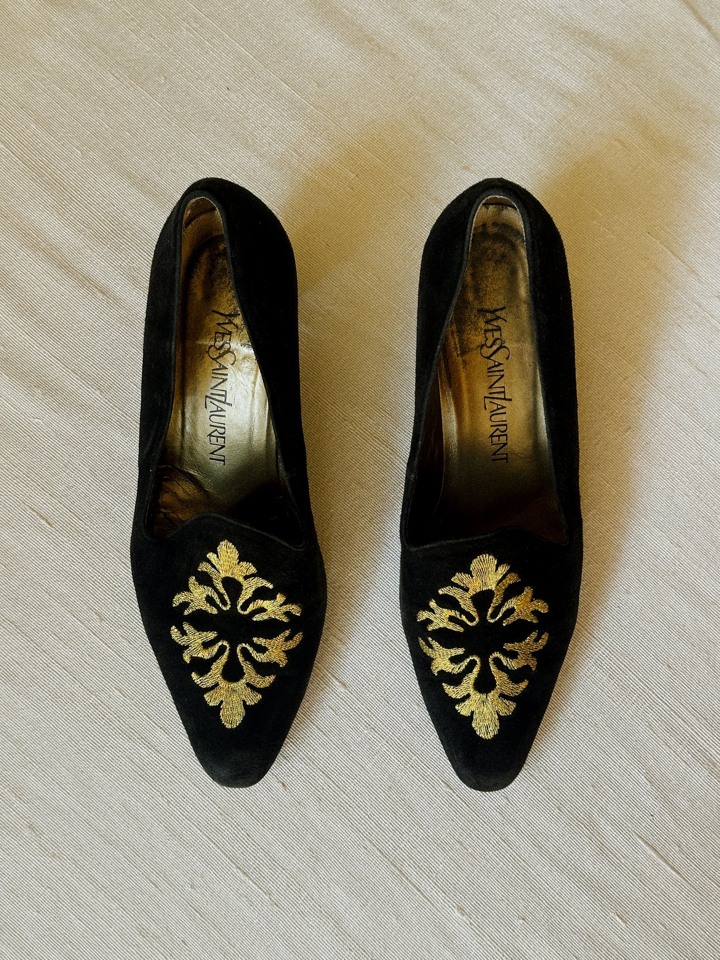Yves Saint Laurent Black Suede Pumps